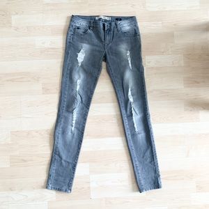 Zara MMXII TRF Premium Wash Slim Fit Distressed Light Grey Denim Jeans